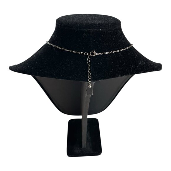 Mint Green Leaf Dangle Necklace Bohemian Festival Silver Tone Jewelry Very Good - Picture 4 of 4